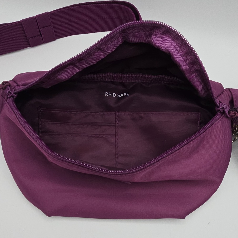 The Foldie Purple Crossbody Bag RFID Blocking Zip 290D Durable Flexfabric NWT - Picture 2 of 7